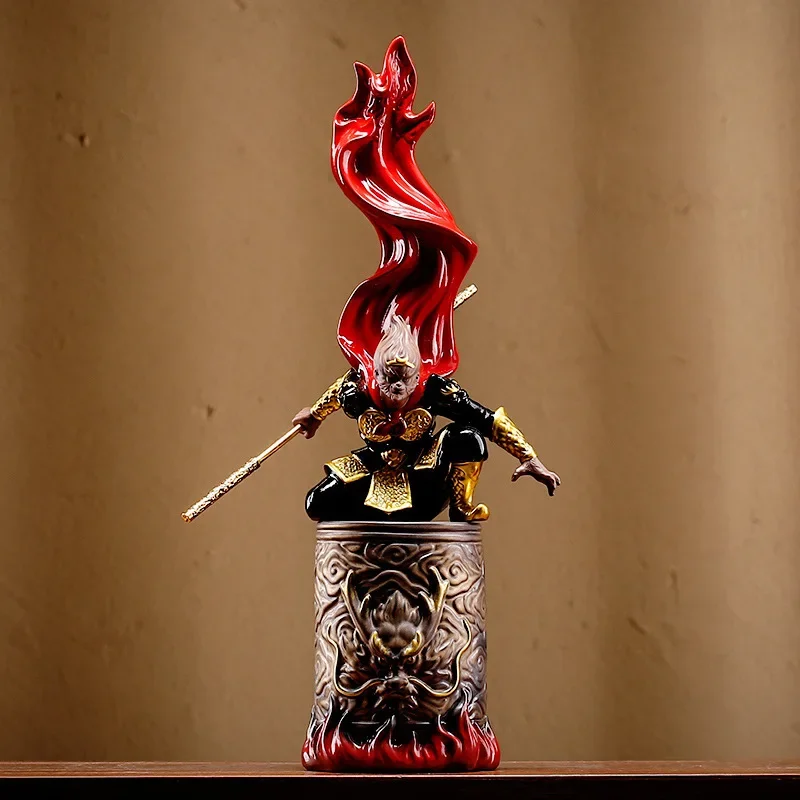 Handmade Ceramics The Great Sage of Heaven Monkey King Fighting Buddha Handicraft Decoration Office Desktop Decoration