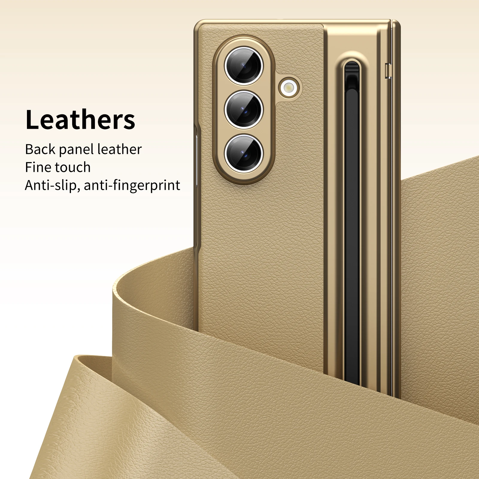 360° Folding Flap Leather Phone Case with Pen Groove & Tempered Glass Film, Drop Resistant Design