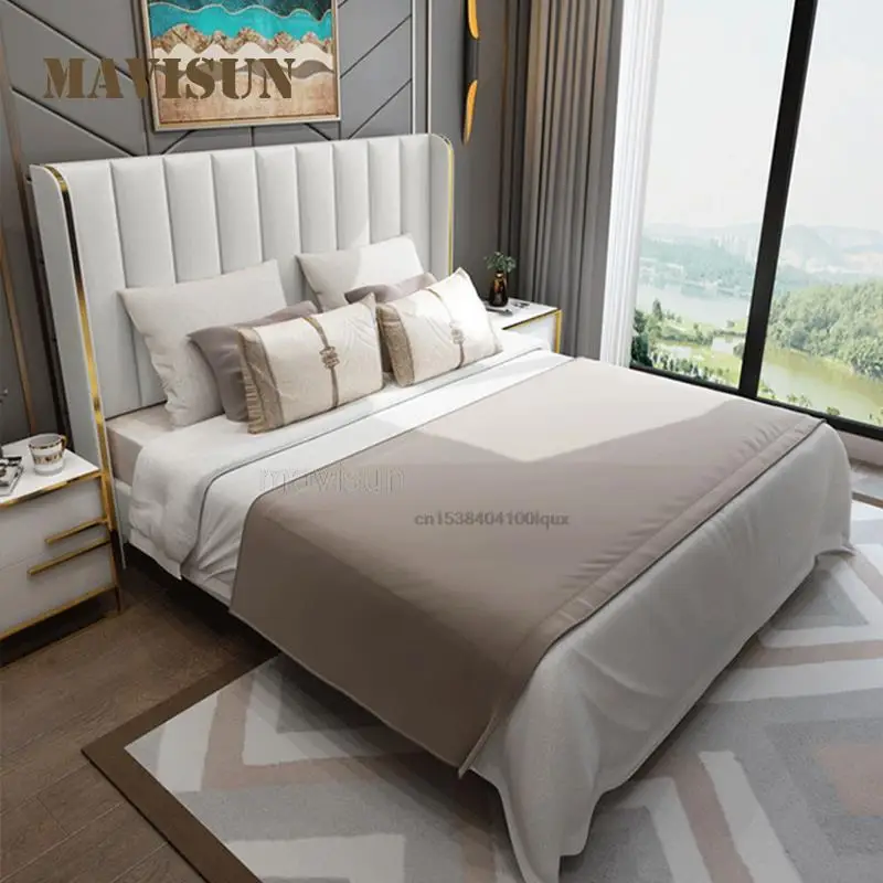 European Style Solid Wood King And Queen Size Bed For Bedroom Furniture Comfortable Upholstered High Quality Double Bed Set