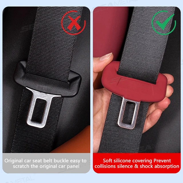 BLALION 2Pcs Seat Belt Buckle Cover Anti-Scratch Rubber Car Seat Buckle Protector Clip Protection Cover Universal for SUV Sedan 2
