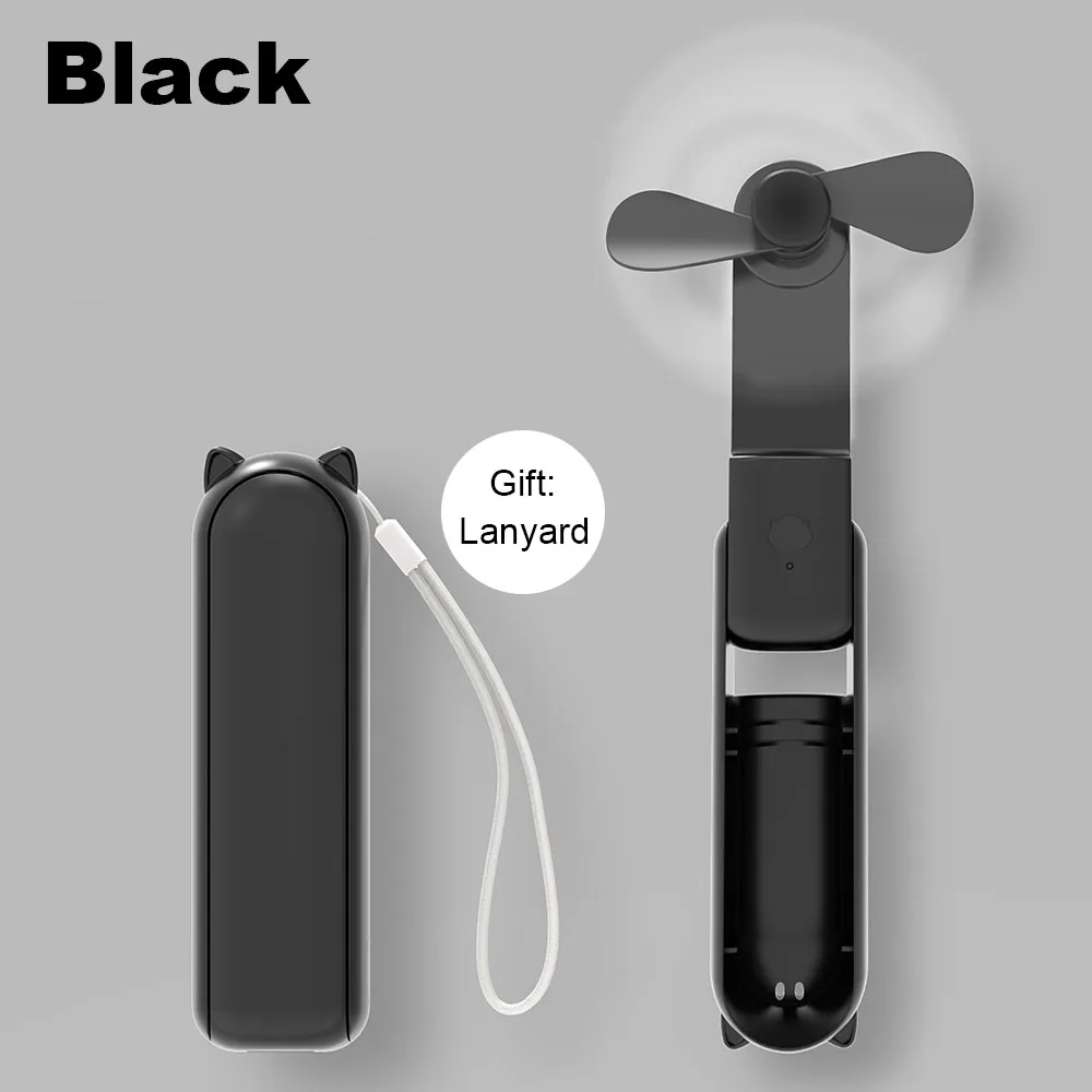 Tragbarer Ventilator, 2000 mAh, USB wiederaufladbar, 3 Geschwindigkeiten, Mini-Handheld, faltbarer Ventilator, tragbarer kleiner Taschen-Reiseventilator mit praktischer Powerbank