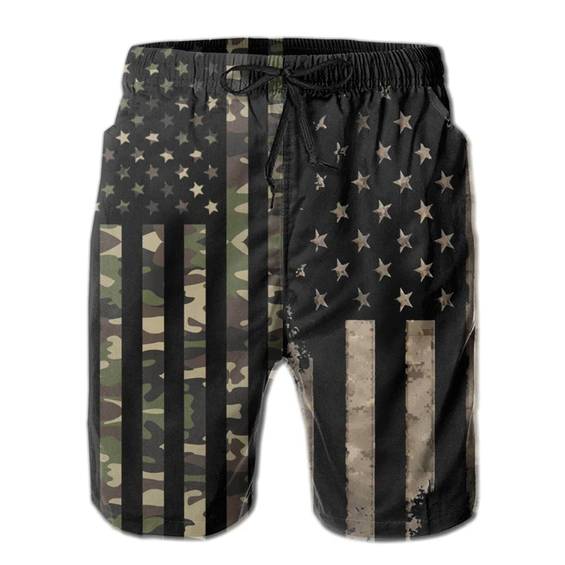 3d Printed Flag Shorts For Men Gun Design Quick Dry Beach Shorts Cool Skull Casual Summer Running Sports Clothes Short Trousers 4