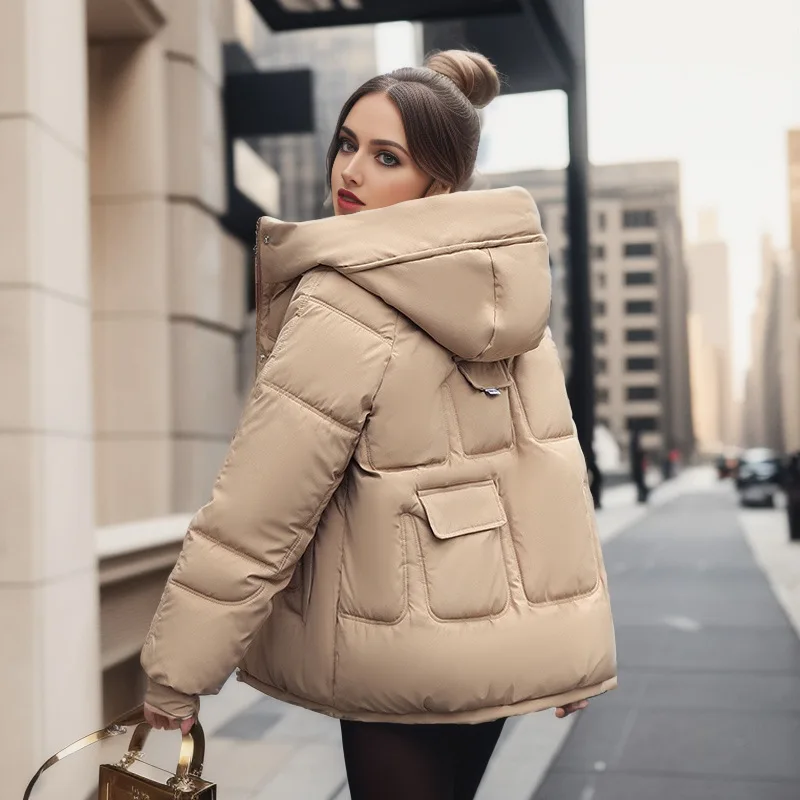 

2023 New Autumn and Winter Women Hooded Parkas Coat Thick Warm Cotton Coat