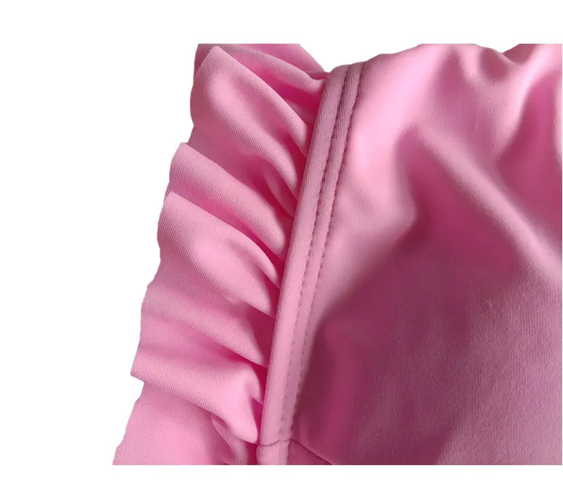 Summer Fashion Women Two-piece Swimsuit Pink Split Ruffles Design Love Heart Ring Connection Fit Women's Bikini Beach Vacation