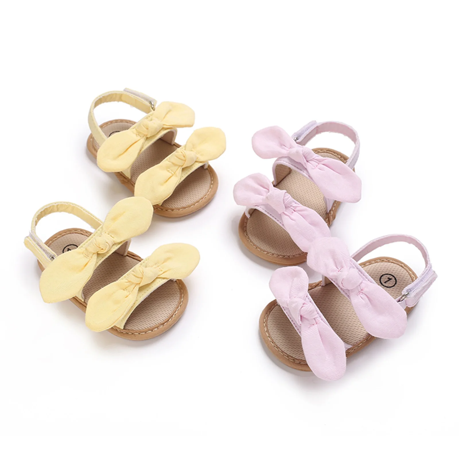 

Infant Baby Girl Sandals Canvas Flexible Non-slip Bowknot Summer Casual Daily Flats Toddler Shoes