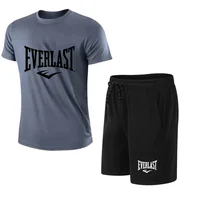 Ensemble 2 pièces T-shirt et short pour homme EVERLAST – Tenue de sport décontractée à manches courtes pour le jogging et la gym, avec imprimé de marque 6
