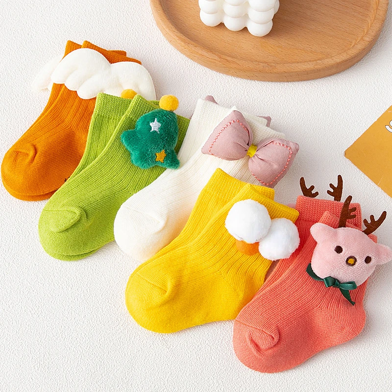 Chaussettes coréennes pour enfants, mignon, dessin animé, tube moyen, pour bébés garçons et filles