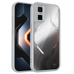 Transparent Shockproof Silicone Phone Case with PC Back and TPU Bumper for Infinix GT 20 Pro (Gray)