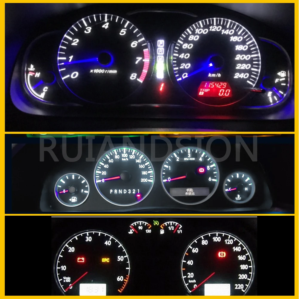 Ruiandsion 10 pces ba7s t7 lâmpada led dc 24v carros dashboard luz indicadora caminhões instrumento aviso lâmpada 6000k branco 50lm 0.3w