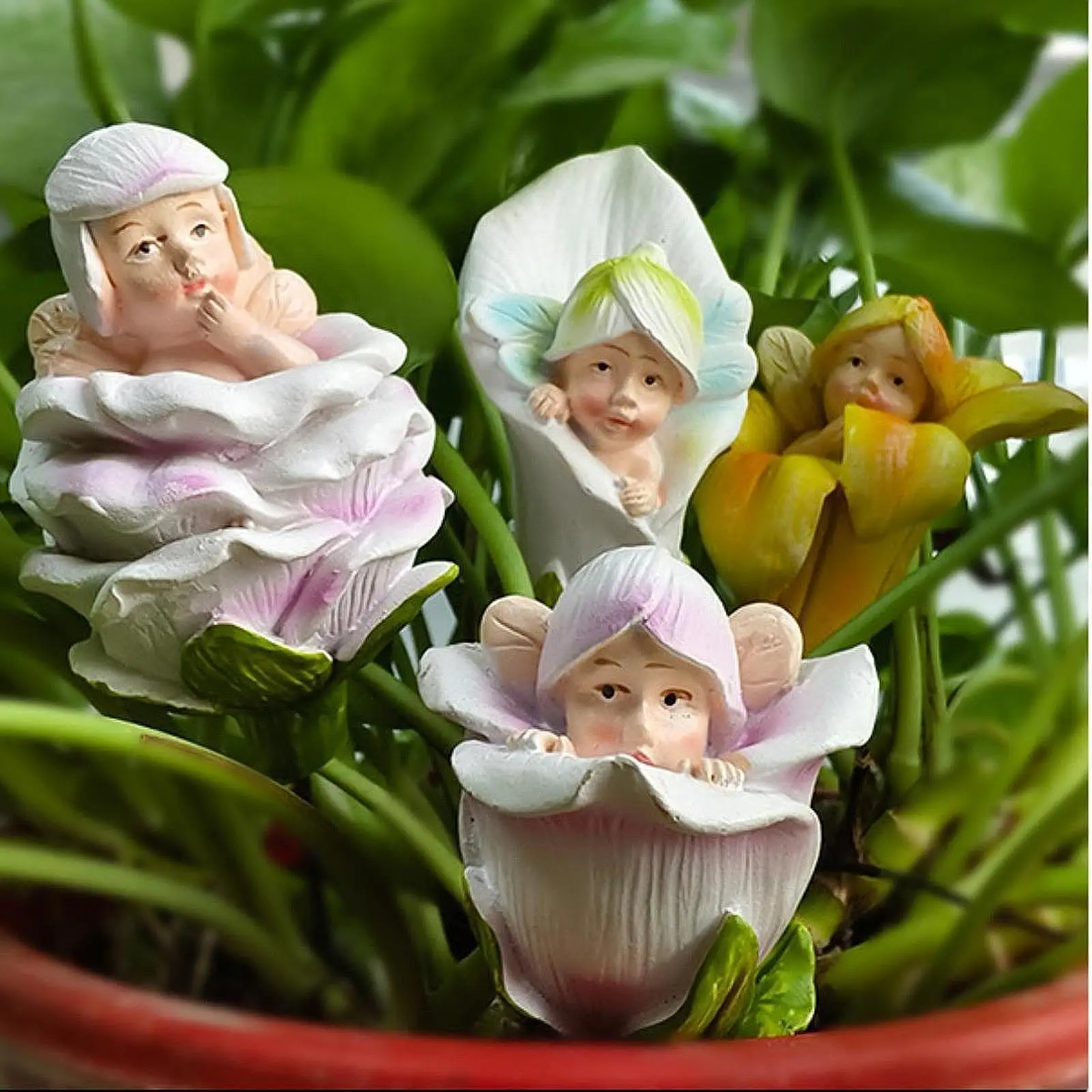 Fairy Garden Stakes Cute Creative Yard Decorations Resin Craft for Yard Planter Entrance Porch Lawn