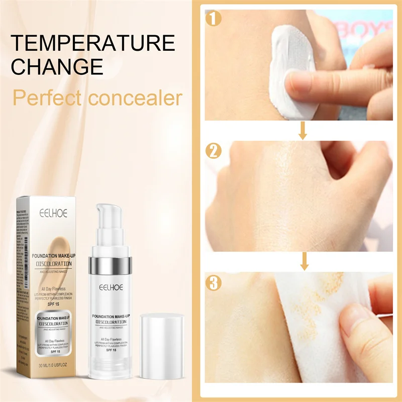 Liquid Concealer Makeup Concealer Waterproof Concealer Face Concealer Concealer Foundation Cream New Color Changing Liquid Foundation Moisturizing Concealer Cream Oil-control Brighten Waterproof Long Lasting Cosmetics Makeup