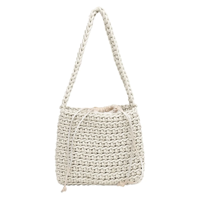 

Shoulder Bags for Women Solid Color Armpit Bag Cotton Woven Underarm Bag with Drawstring Bag Luxury Bag Purse