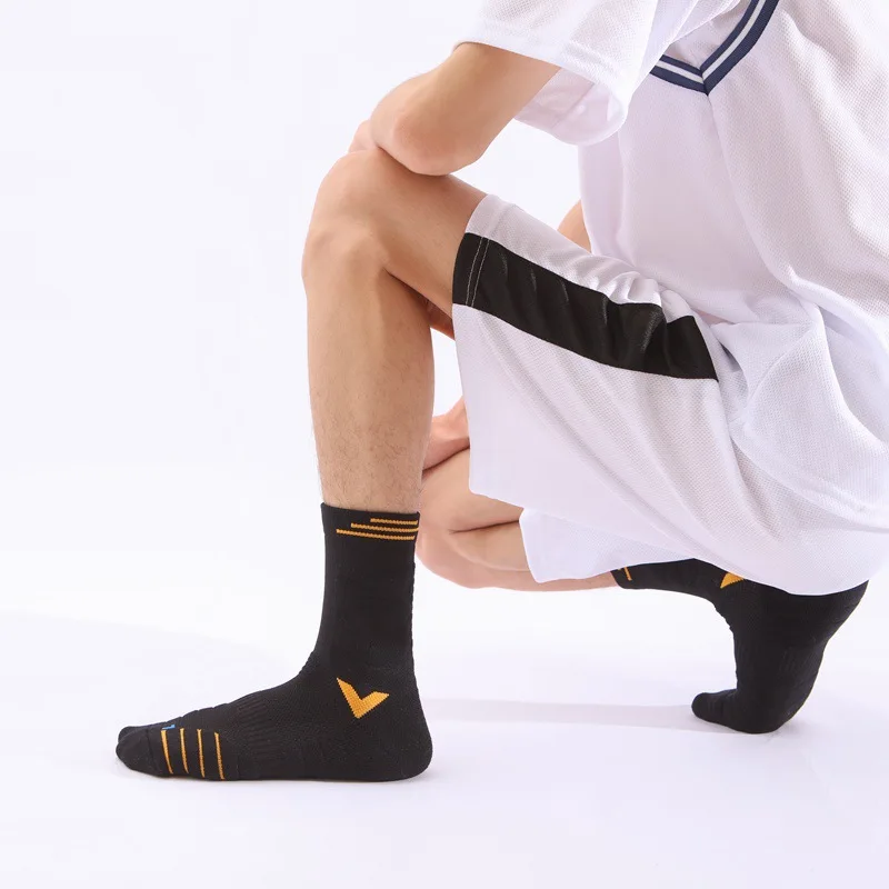 Basketball Men's Women's Elite Socks with Thickened Towel Bottom Middle Tube High-top Sports Absorb Sweat Breathable Deodorized
