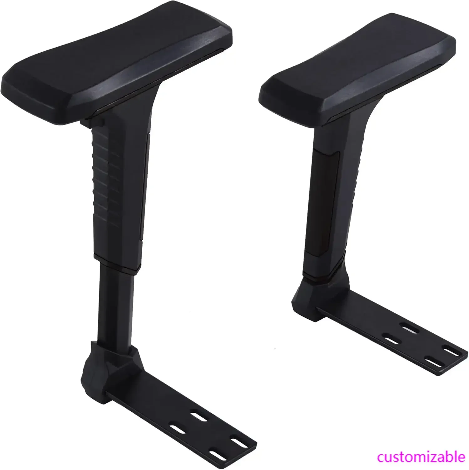 Height Adjustable Chair Armrest Pair, Gaming Boss Chair Arms Set Replacement 4D (Black)