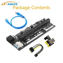 

PCIE Riser 1x to 16x Graphic Extension Card with Temperature Sensor and 3528 Colorful Flash LED PCI-E Riser Adapter Card for GPU