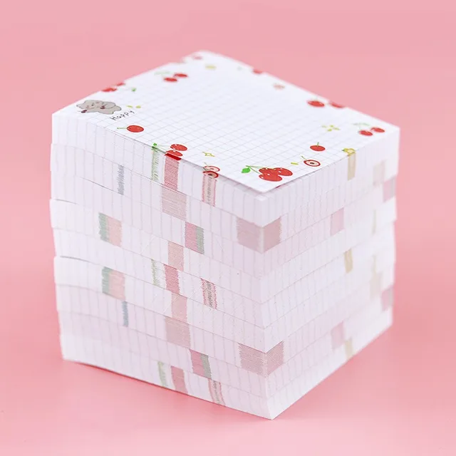 100sheets Kids Cartoon Fruit Pattern Sticker Posted It Memo Grid Paper Notebook Message Sticky Notes Notepad Pads Posits Sticker 3