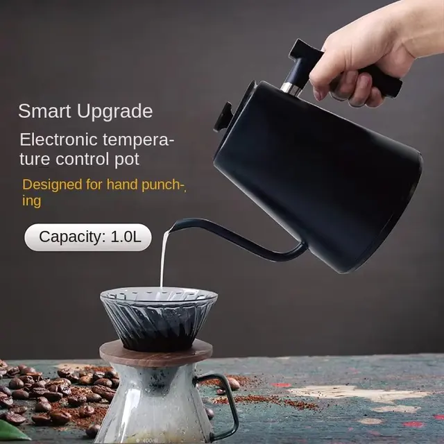Intelligent Temperature Controlled Hand Brewed Coffee Pot Stainless Steel Fine Mouthed Electric Heating Water Insulation Kettle 3