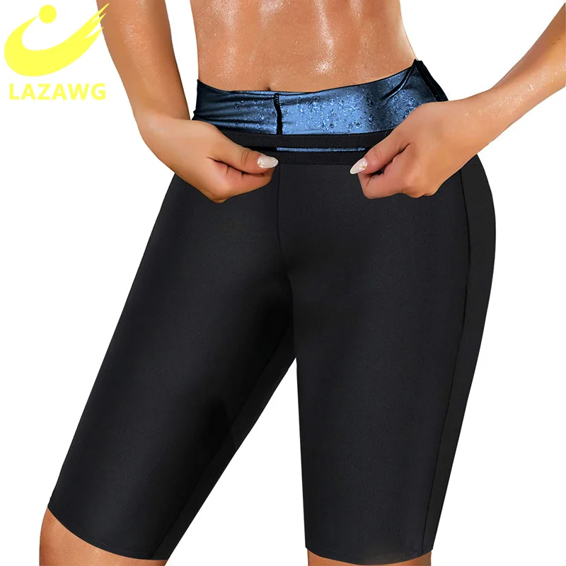 best shapewear for tummy LAZAWG Sauna Weight Loss Sweat Pants Neoprene Slimming Workout Capri High Waist Trainer Leggings Hot Fat Burning Workout Fitness shapewear
