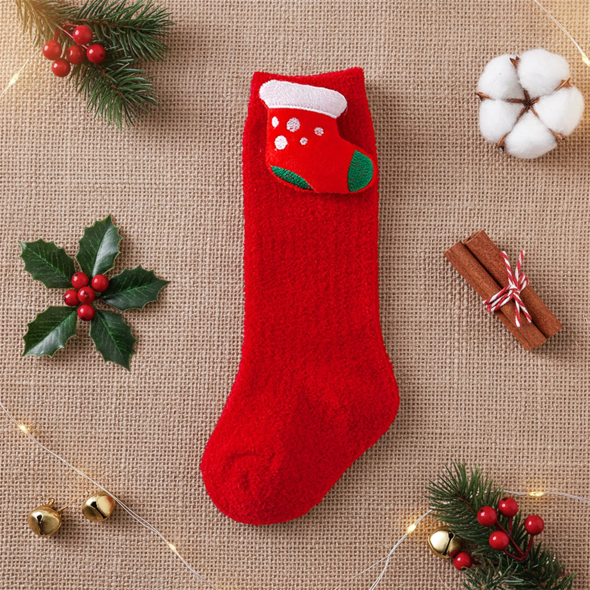 Winter Warm Plush Slipper Socks for Women Men Indoor Fuzzy Cozy Non-Slip Floor Socks with Grippers Christmas Gift