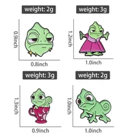 Princess Chameleon Lizard Enamel Pins Funny Cartoon Fairy Tale Role Brooch Backpack Lapel Badges Animal Jewelry Gift for Friends 6