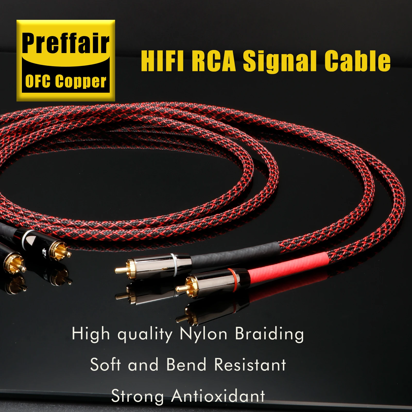 Paar L4E6S 99,998% OFC Kupfer Audiokabel mit vergoldeten RCA-zu-RCA-Anschlüssen – Detail 10