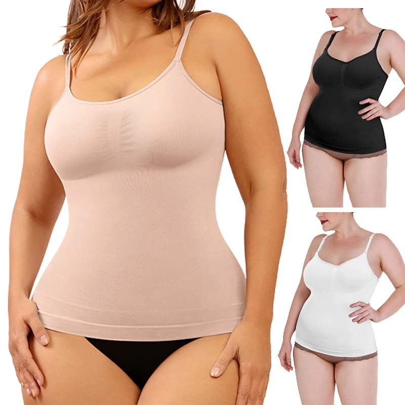 

Plus Size Camisole for Women Tummy Control Cami Shaper Seamless Compression Tank Top Waist Cincher Shapewear for Women