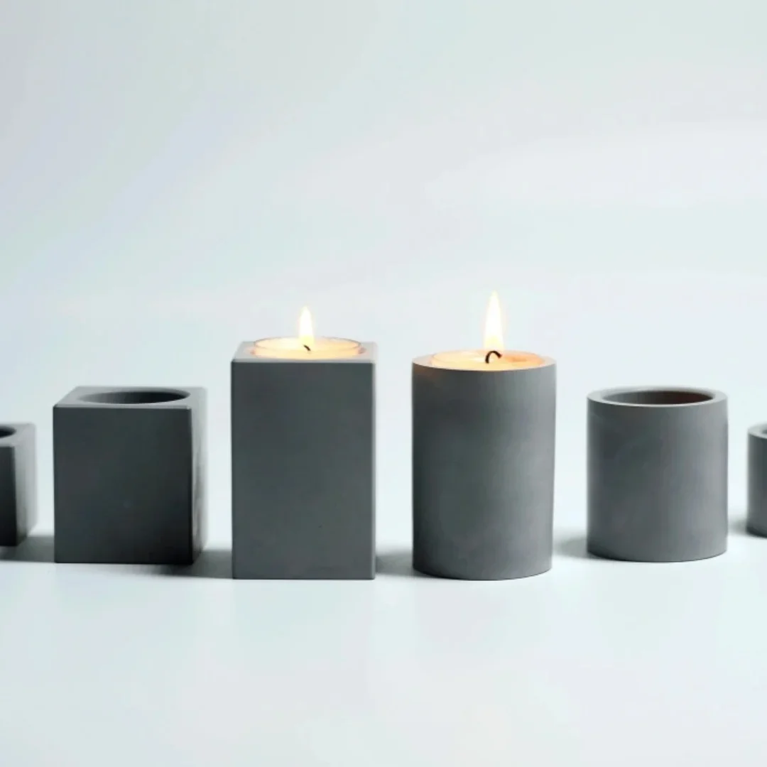 Cylindrical Square Barrel Geometric Cement Candle Holder Silicone Mold Aromatherapy Gypsum Candle Holder Decoration Mould silicone mold
