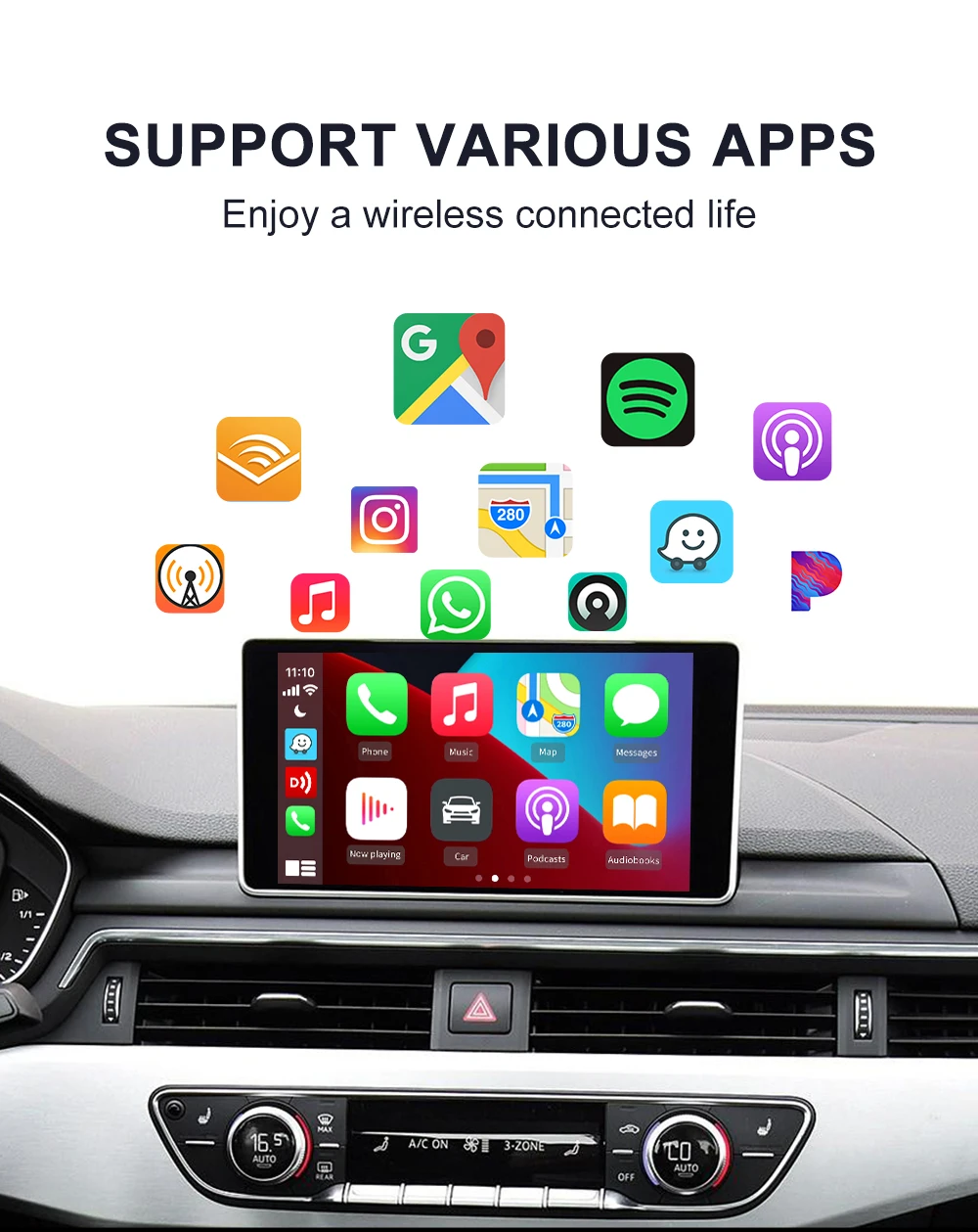 Carlinkit CarPlay sans Fil Adaptateur,Convient aux Voitures