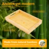 Bamboo Serving Tray with Handle Rectangle Serving Trays Platter  Platter for Breakfast Lunch Dinner Patio Coffee Table BBQ Party 5