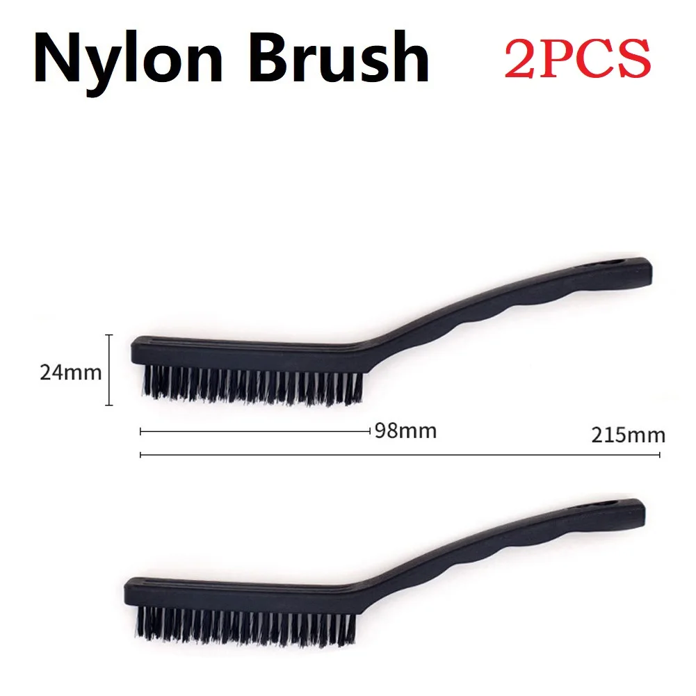 цена 2PCS Wire Brush Brass Nylon Steel Rust Remover Cleaning Polish Grinder For Home Garden Work Shops Cleaning Rust Dirt Hand Tools