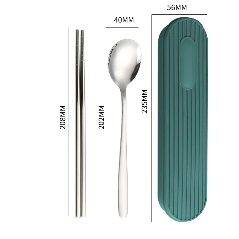Spoon Fork Chopsticks Set 3PCS/Set Dinnerware Cutlery 304 Stainless Steel Tableware With Box Holder Portable Kitchen Accessories cutlery set western style cutlery set picnic cutlery set stainless steel cutlery set picnic tableware camping cutlery set