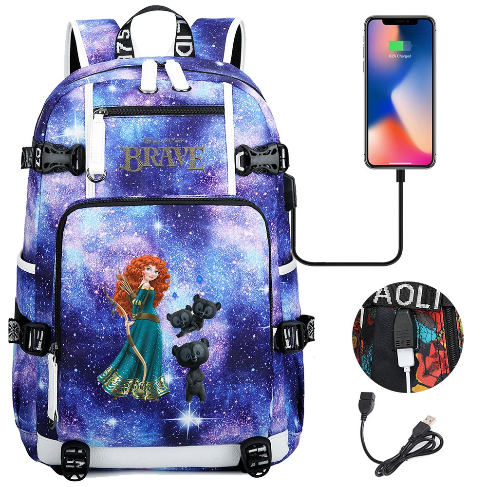 

Disney Brave School Backpack Women Men Laptop Travel Bag Large Waterproof Multifunction USB Charging Knapsack Mochila