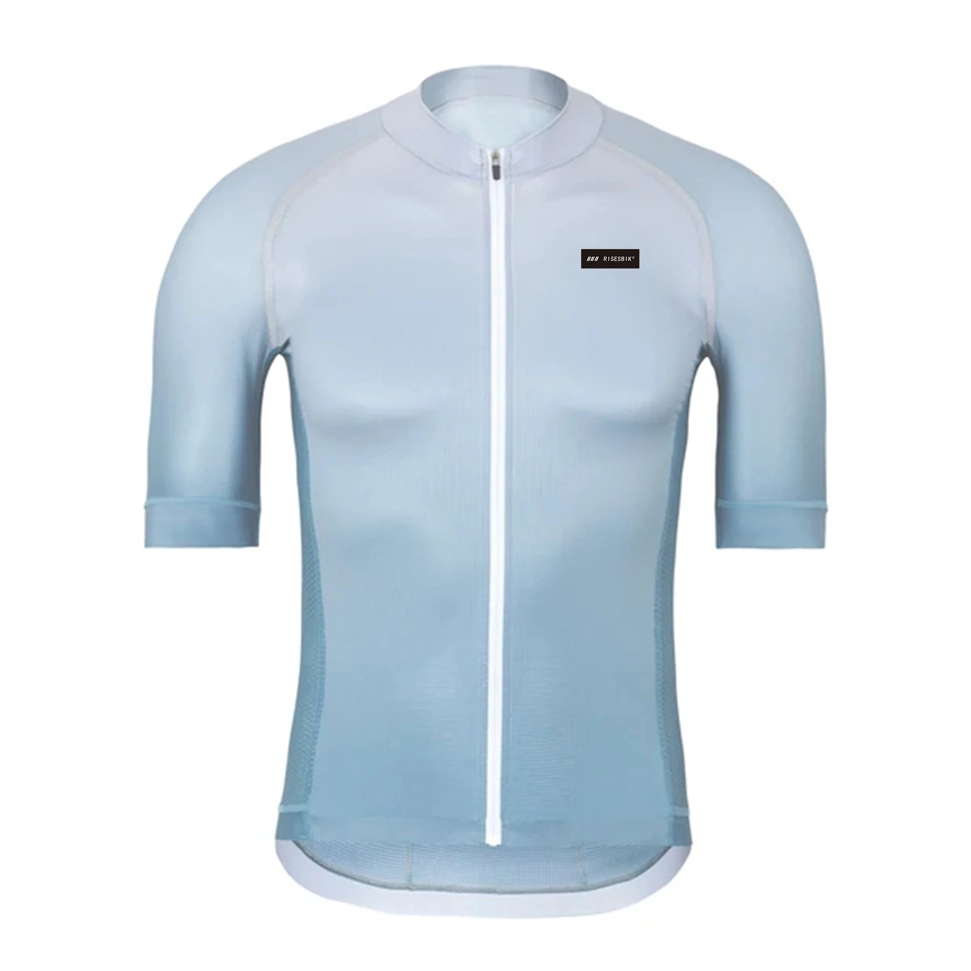 thumbnail image 1 of RISESBIK - Maillot de ciclismo para hombre, con cremallera y bolsillo, manga corta, de silicona, antideslizante, 1 of 5