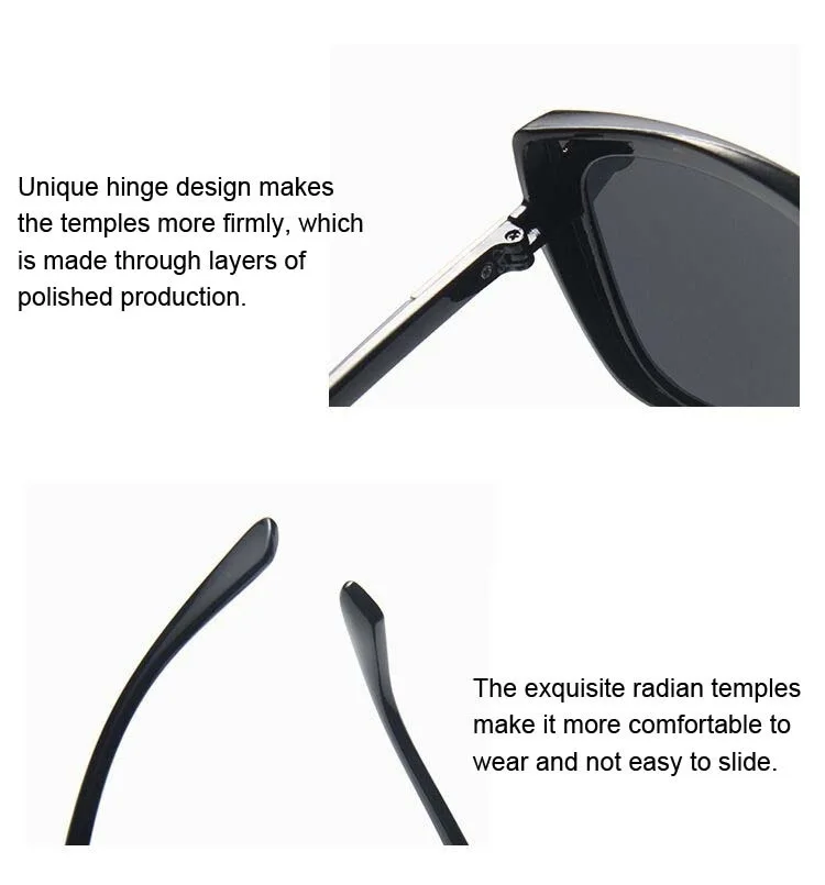 Cat Eye Fashion Sunglasses Woman Vintage Designer Black Glasses Sun Glasses Big Frame Cool Sexy Female