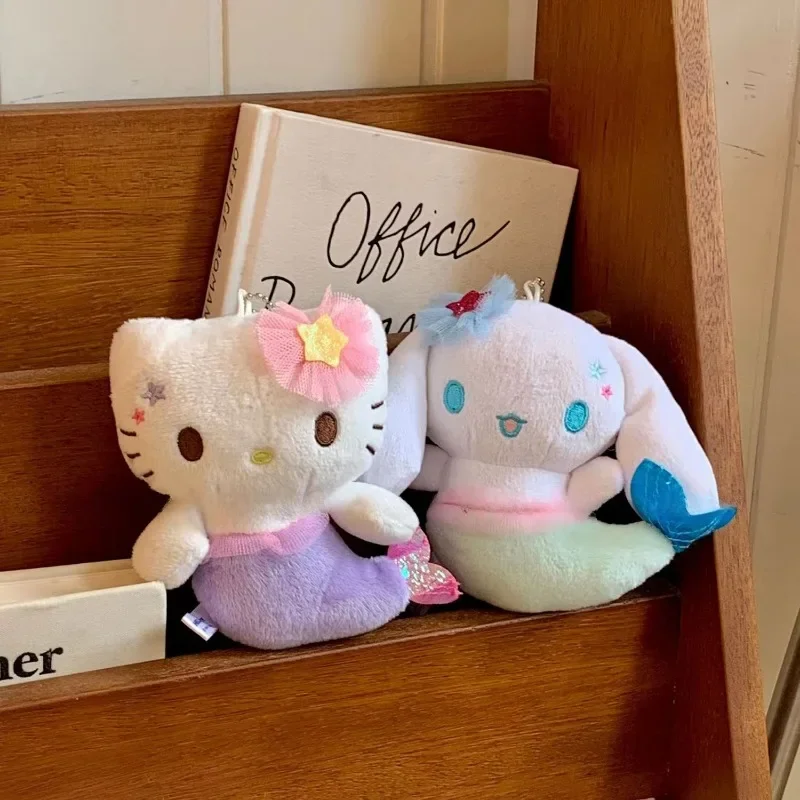 

New Kawaii Sanrio HelloKitty Cinnamoroll Anime Cartoon Mermaid Plush Doll My Melody Bag Pendant Accessories Girl Birthday Gift