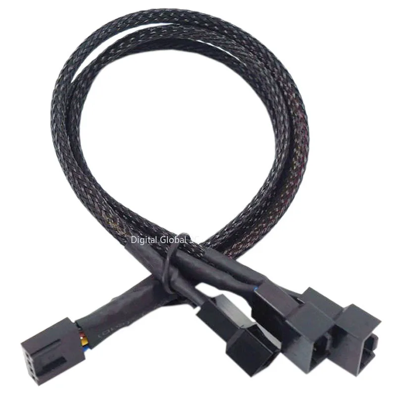 4 Pin Pwm Fan Cable 1 To 2/3/4 Ways Splitter Black Sleeved 27cm Extension Cable Connector  PWM Extension Cables