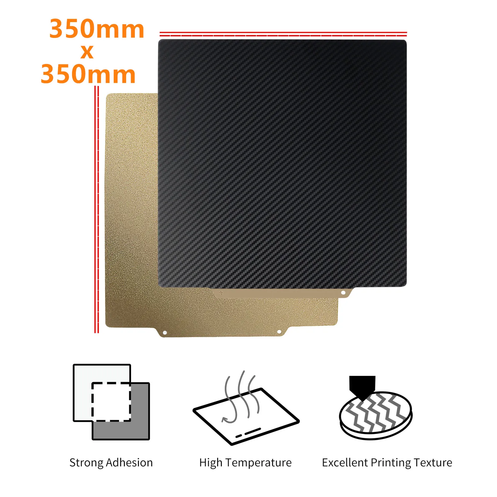 Enhanced 350x350mm PEI Sheet with Smooth PET Textured Magnetic Base for 3D Printer Build Plates