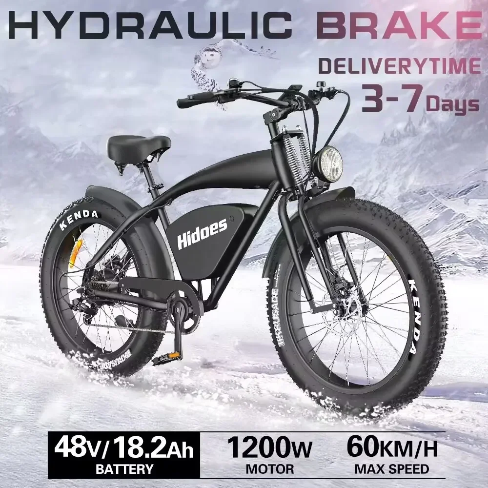

E Bike 1200W Speed 60KM/H Mountain Electric Bike Motorcycle 26-inch Tire 48V18.2AH Battery Life 120KM Urban Bicicleta Eléctrica