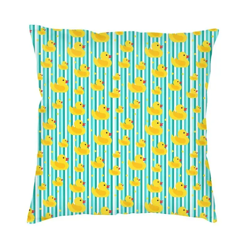 

Yellow Ducks Blue Stripes Pillow Case Home Decor Luxury Animal Cartoon Outdoor Cushions Square Pillowcase