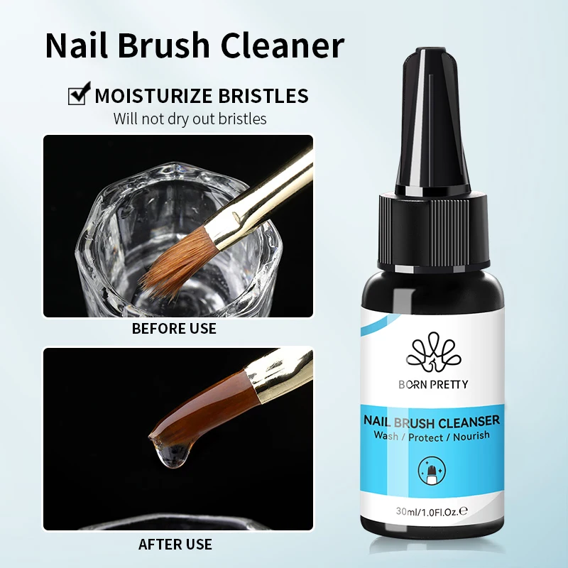 BORN PRETTY 30ml Nail Brush Cleanser Nail Extension Gellack Acrylic Nails Jelly UV Gel Slip Liquid Remover Manicure Care Tools