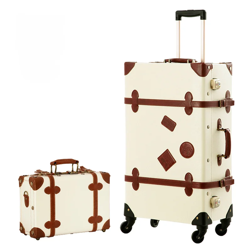 20/22/24 인치 26 인치 수하물 세트 여성 여행 가방 세트 유니버설 레트로 암호 롤링 수하물 케이스, 중간 크기 수하물