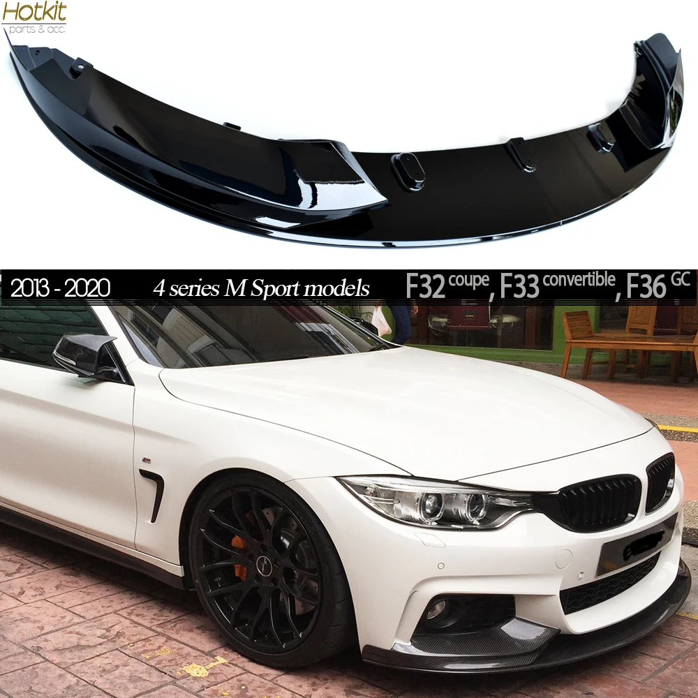 MP-design Glazing Black ABS Plastic Front Bumper Lip Chin Spoiler for BMW F32 F33 F36 4 Series 2014-(M Sport Models Only)