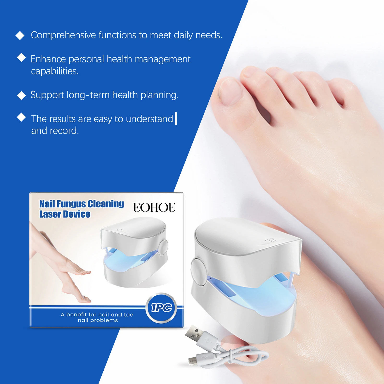 Foot Nail Fungus Remover Device Rechargeable Nail Fungus Cleaning Light Device Thick Toenails Fingernails