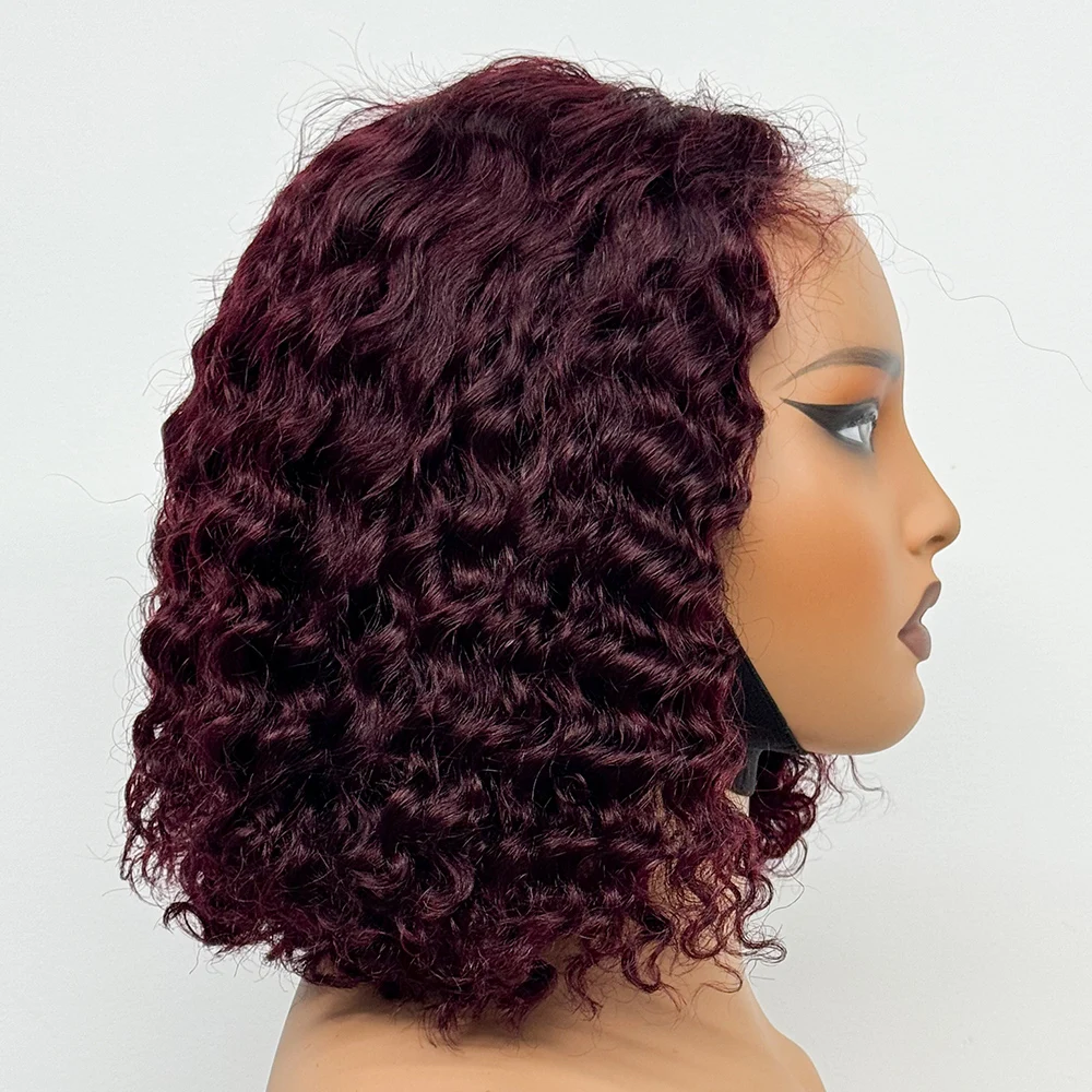 4x4 Transparent Lace Frontal 250% Density Water Wave Curl Human Hair Wigs Double Drawn Bob Curly Hair Wigs For Black Women