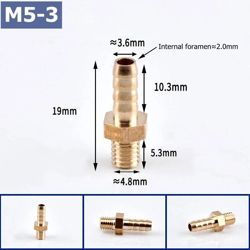 5 stks Messing Slangpilaar Connectors-M4 M5 M6 M8