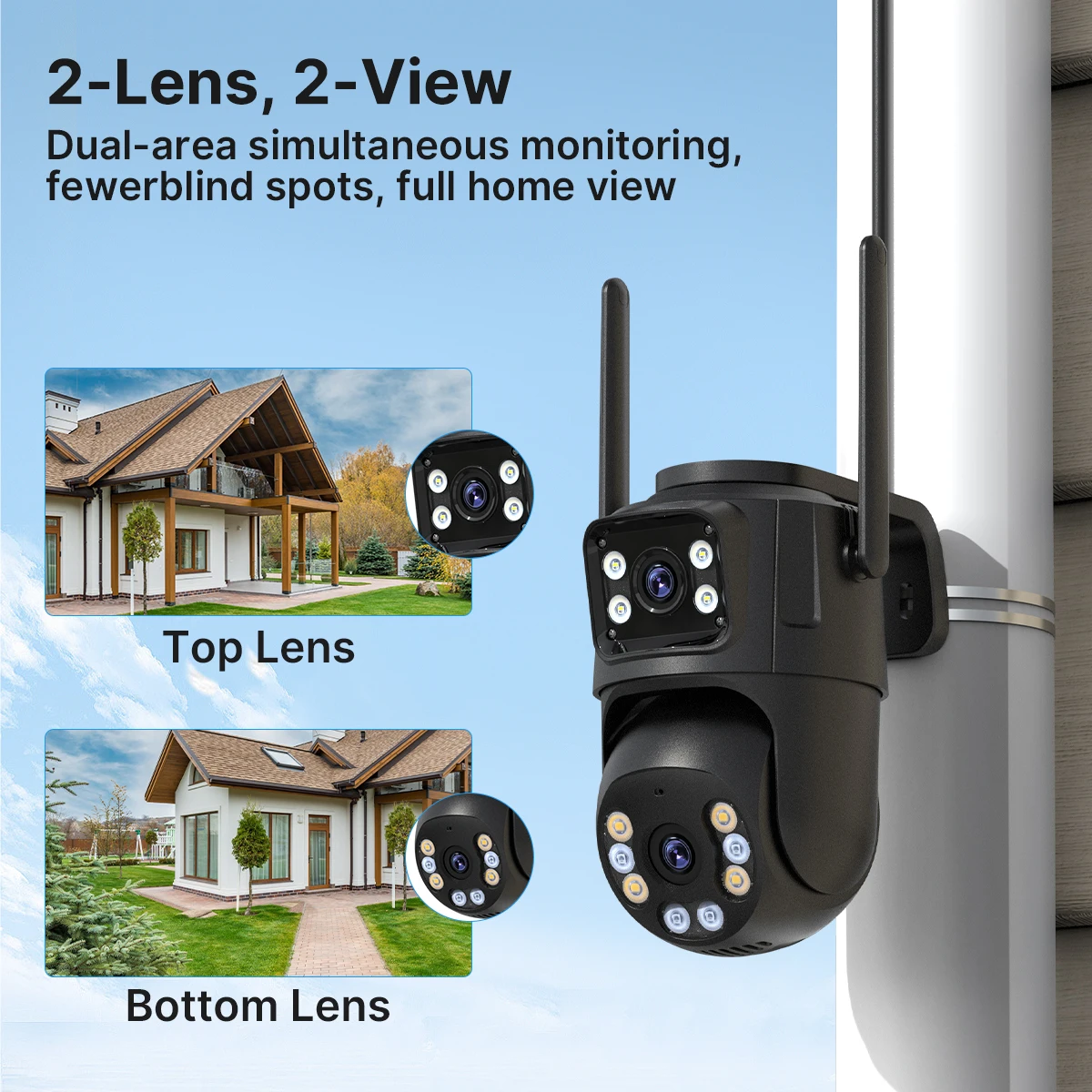 WONSADR Outdoor IP Camera With WiFi 5Ghz & 2.4Ghz PTZ Camera AI Human Detection Dual Screen CCTV Security Camera Audio iCSee APP 3