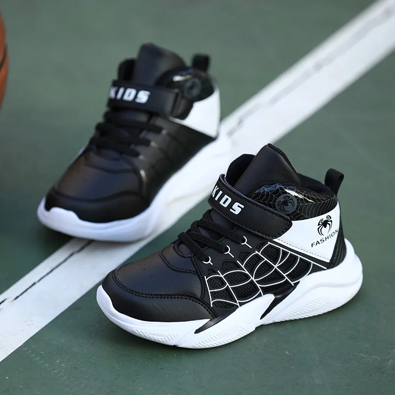 Kids High-top Cartoon Spider Sneakers Boys Casual Breathable Tennis Shoes Non-slip Basketball Sports Shoes basketball shoes