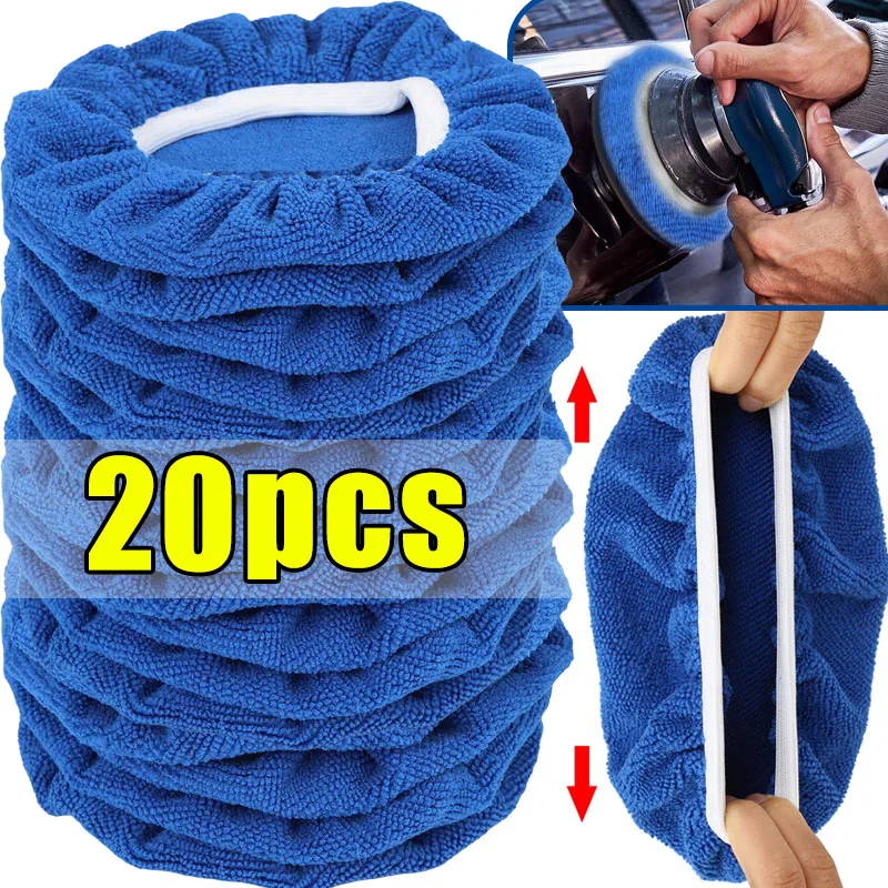 Microfiber Car Waxing Polishing Sleeve 5-10 Inches Polisher Pad Wash Buffer Waxing Sleeve Auto Body Care Cleaning Accessories