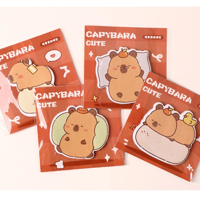 4Pcs/Set Cute Cartoon Capybara Memo Pad 30Sheet/Book Sticky Note Thick Paper Tearable Sticker for Kids School Office Stationery 6