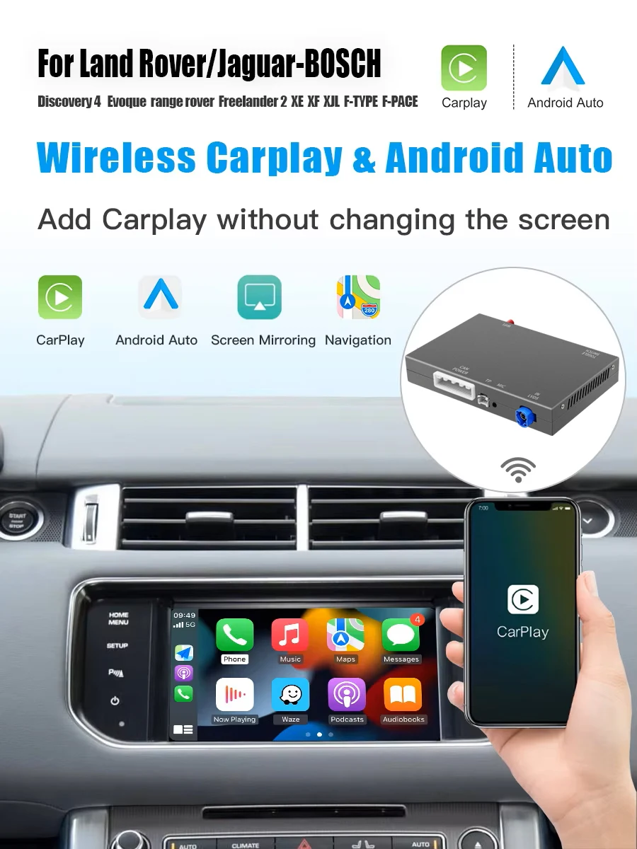 Kabelloses Carplay Android Auto für Land Rover Jaguar Bosch Discovery4 Evoque Freelander2 XE XF XJL Mirroring Decoder AirPlay – Detail 2